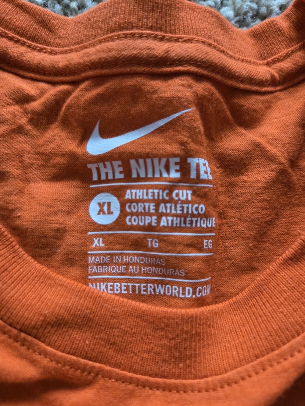Nike Orange Short-Sleeve T-Shirt with White Swoosh - Picture 2 of 2